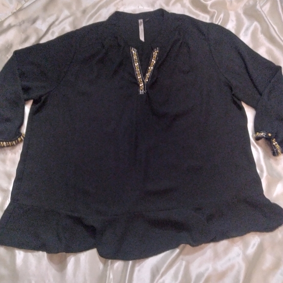 (#67) NY Collections Woman Exclusive of Decorations Black Blouse (Size 2XL) - Picture 11 of 11